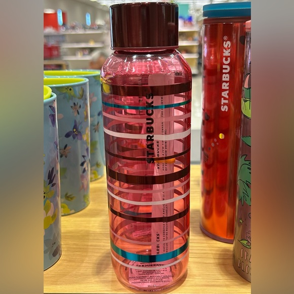 Starbucks Striped Glass Water Bottle Gradient Swirl Taffy Tumbler Cup 20oz New - Picture 9 of 15